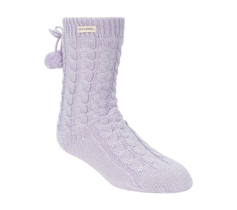 Dámské Ponožky Skechers Fleece Podšité GO LOUNGE Crew Sock - 2 Pack Fialové | CZ.Z117267 PUR